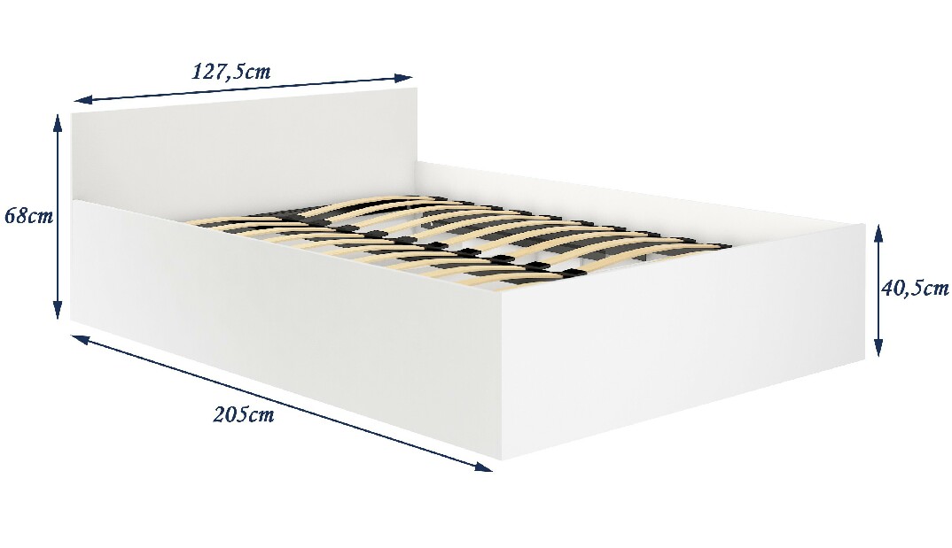 Jednolůžková postel Cezar II (bílá) (s matrací a roštem)