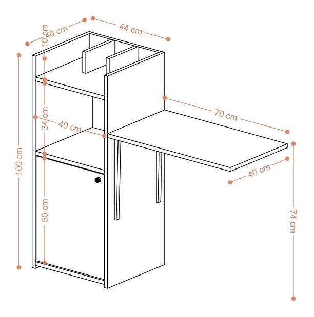 PC stolek Rowan (bílá + černá)