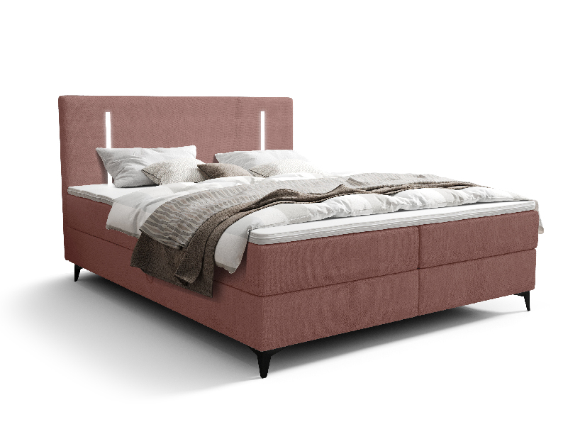 Jednolůžková postel 120 cm Ortega Comfort (terakota) (s roštem a matrací, s úl. prostorem) (s LED osvětlením)