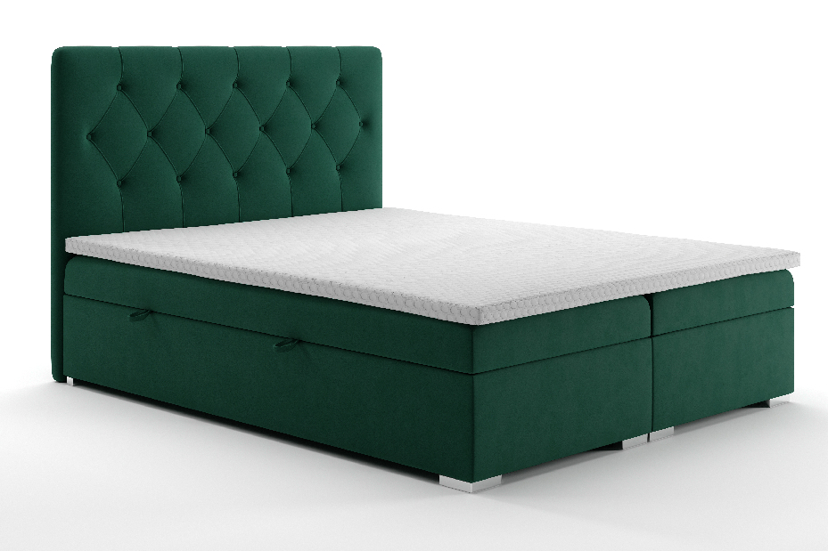 Manželská postel Boxspring 160 cm Ronda (s úložným prostorem) (zelená) *výprodej