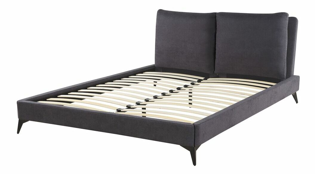 Manželská postel 160 cm MELIA (polyester) (tmavě šedá) (s roštem)