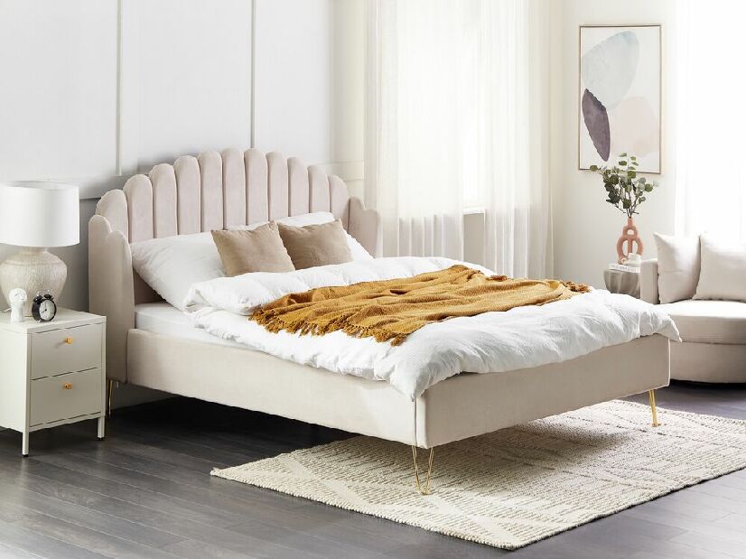 Manželská postel 160 cm Alise (béžová) (s roštem)