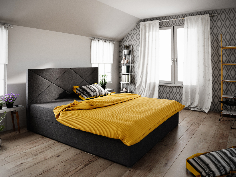 Manželská postel Boxspring 160 cm Fade 4 Comfort (černá) (s matrací a úložným prostorem)
