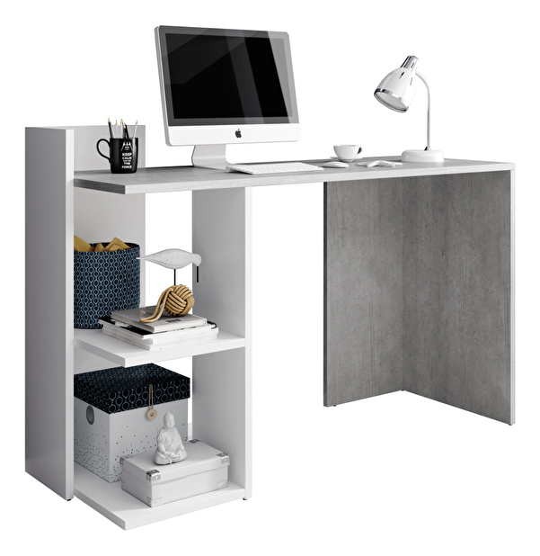 PC stolek Adrean (beton + bílá) *výprodej