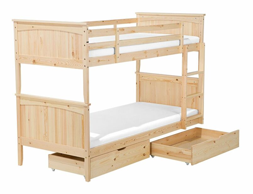 Patrová postel 90 cm Alf (světlé dřevo) (s roštem a úložným prostorem)