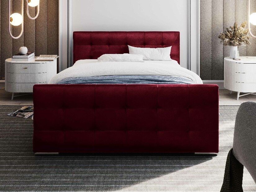 Manželská postel 180 cm Billie (bordó) (s roštem a úložným prostorem)