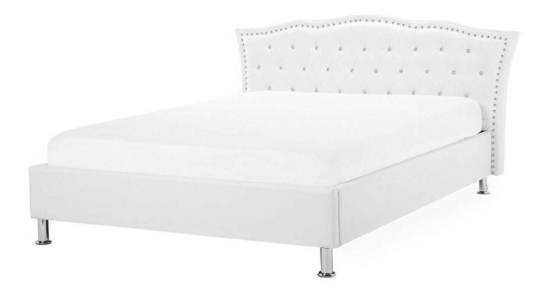 Manželská postel 160 cm MATH (s roštem) (bílá)