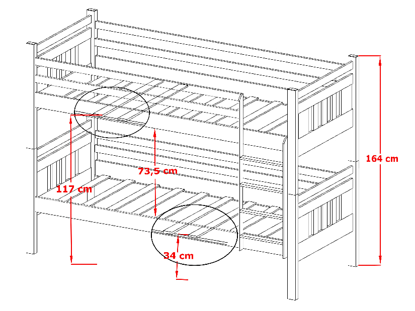Dětská postel 80 cm ARAS (s roštem a úl. prostorem) (buk)
