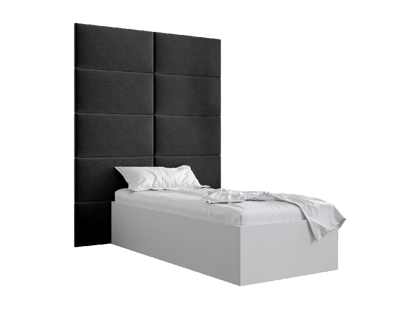 Jednolůžková postel s čalouněným čelem 90 cm Brittany 1 (bílá matná + černá) (s roštem)