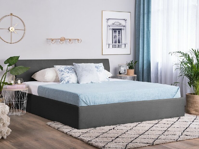 Manželská postel 160 cm ORBIT (s roštem a úl. prostorem) (šedá)