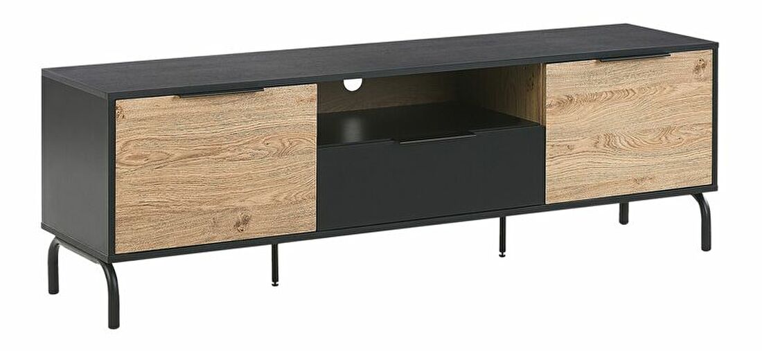 TV stolek/skříňka ALERK (černá + světlé dřevo)