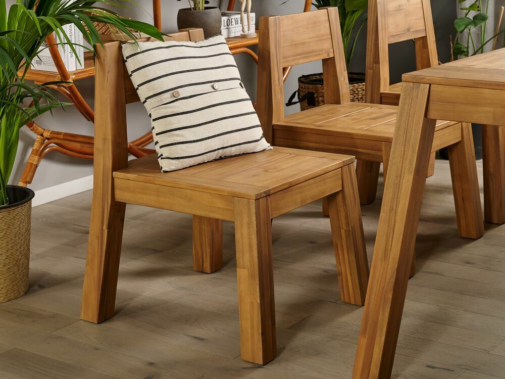 Set zahradního nábytku LIVIGNO (světlé dřevo) (s židlemi) (pro 6 osob)