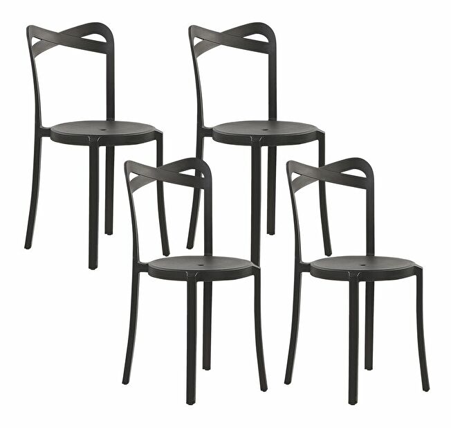 Set 4 ks. jídelních židlí Carey (černá)