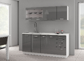 Kuchyně Saria 180 cm (bílá + lesk šedý)