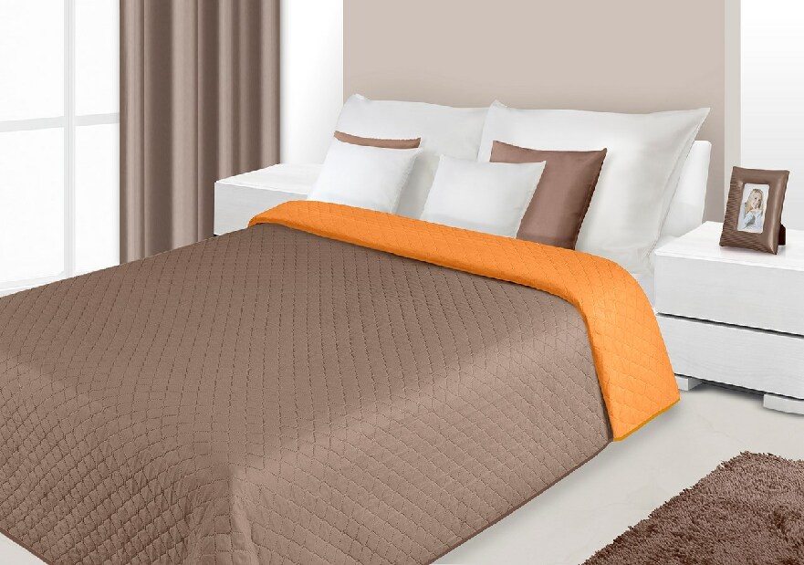 Přehoz na postel 240x220 cm Alex (oranžová + hnědá)