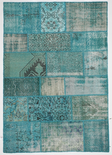 Ručně vázaný koberec Bakero Patchwork Turquoise
