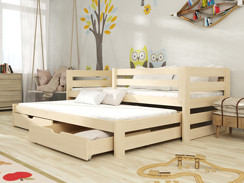 Dětská postel 80 cm Keith (s roštem a úl. prostorem) (borovice)