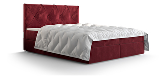 Manželská posteľ  Boxspring 160 cm Athena (bordová) (s matracom a úložným priestorom)
