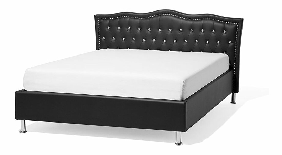 Manželská postel 140 cm MATH (s roštem) (černá)