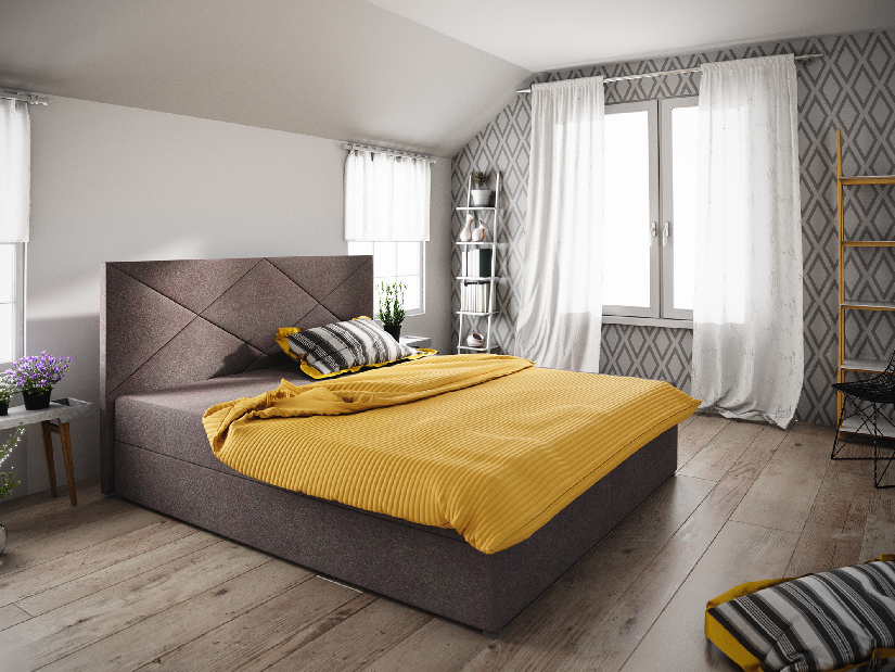 Manželská postel Boxspring 160 cm Fade 4 Comfort (tmavě hnědá) (s matrací a úložným prostorem)