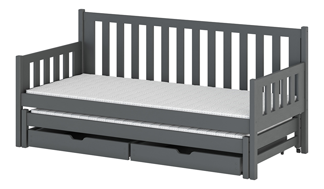 Dětská postel 80 cm SUZI (s roštem a úl. prostorem) (grafit)