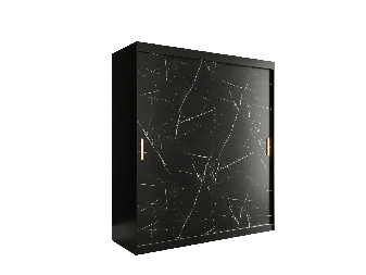 Šatní skříň 180 cm Marbelo T (matná černá + černý mramor)