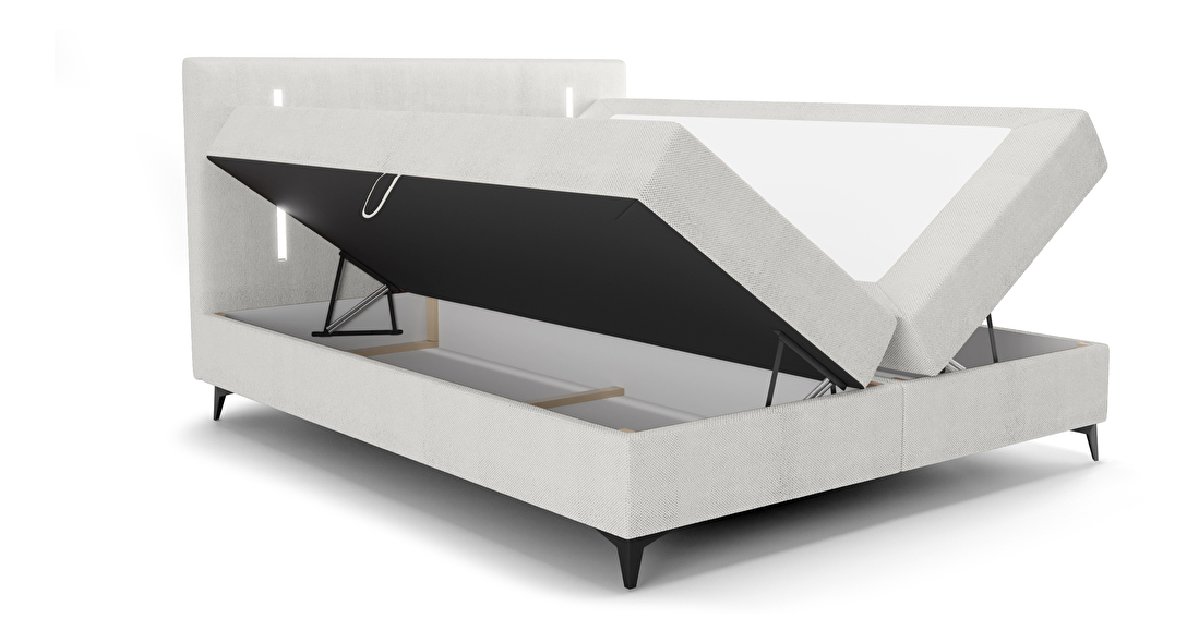 Manželská postel 140 cm Ortega Bonell (šedá) (s roštem, s úl. prostorem) (s LED osvětlením)