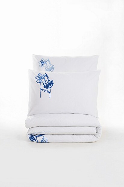 Ložní prádlo 200 x 220 cm Ontello (bílé + modré)