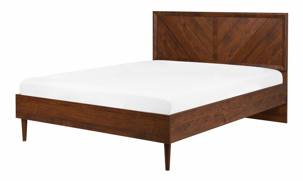 Manželská postel 140 cm MILLET (s roštem a LED osvětlením) (tmavé dřevo)