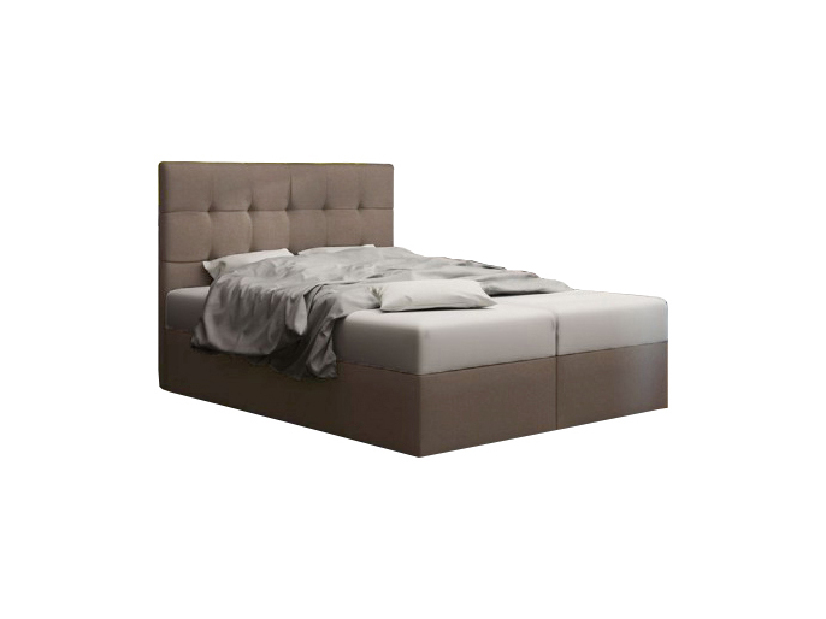 Manželská postel Boxspring 140 cm Duel 2 Comfort (hnědá) (s matrací a úložným prostorem)