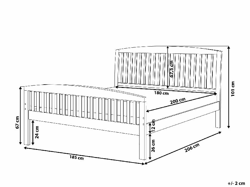 Manželská postel 180 cm CASTLE (s roštem) (hnědá)