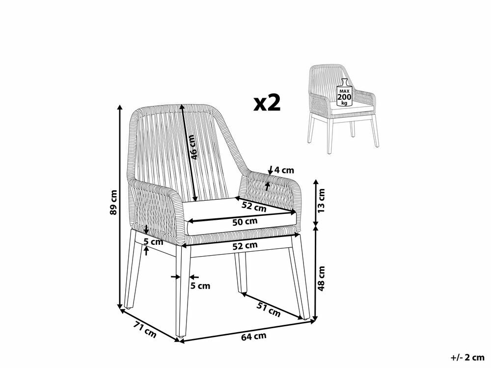 Set 2 ks. zahradních židlí OLIBIA (béžová)