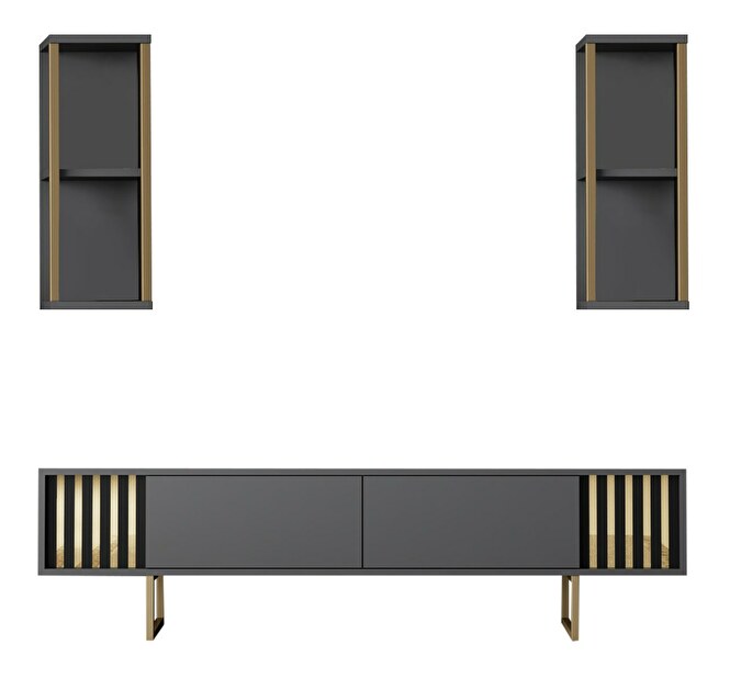 TV stolek/skříňka Golden (Antracit + Černá)