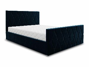 Manželská postel 160 cm Alex (tmavě modrá) (s roštem a úložným prostorem)
