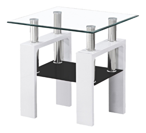 Konferenční stolek Lilla (sklo + bílá)