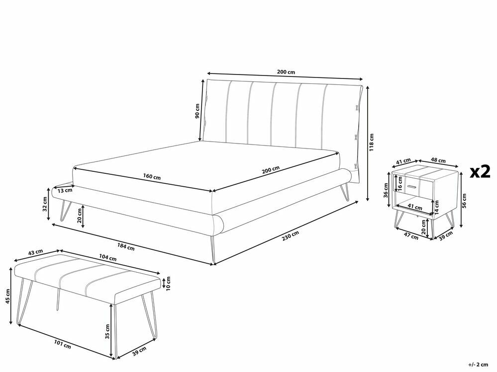 Ložnice BETTEA (s postelí 160x200 cm) (bílá)
