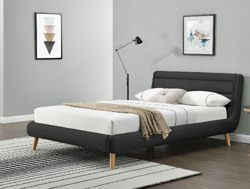 Manželská postel 160 cm Edith (černý jasan) (s roštem)