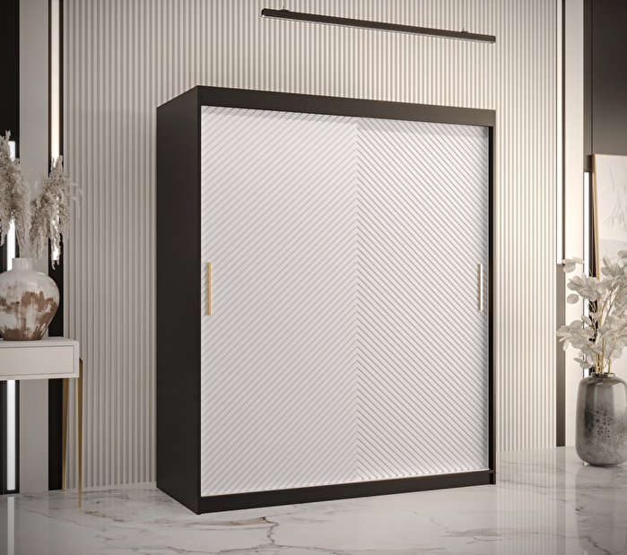 Šatní skříň 150 cm Riana Slimo 1 150 (černá + bílá matná)
