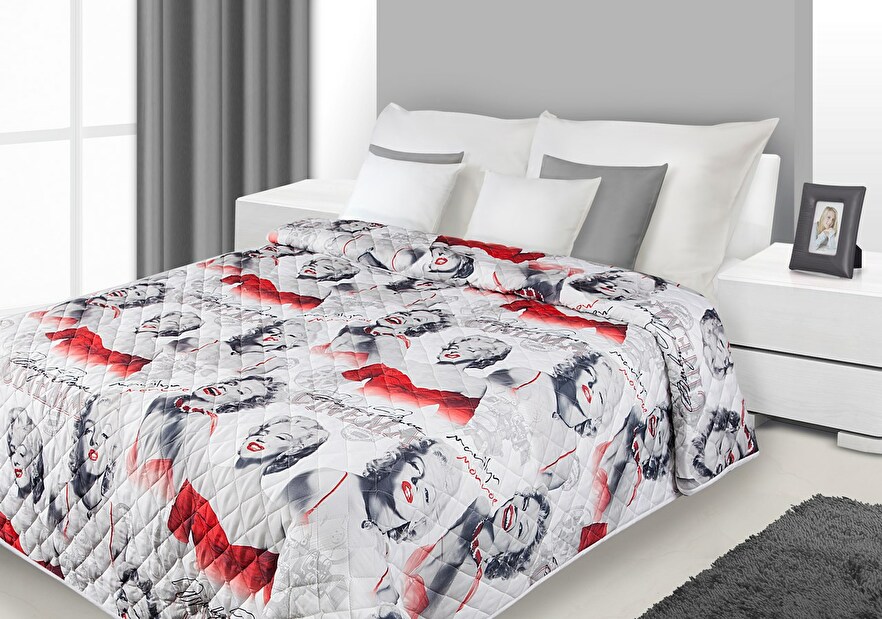Přehoz na postel 210x170cm Merilyn (bílá + červená)