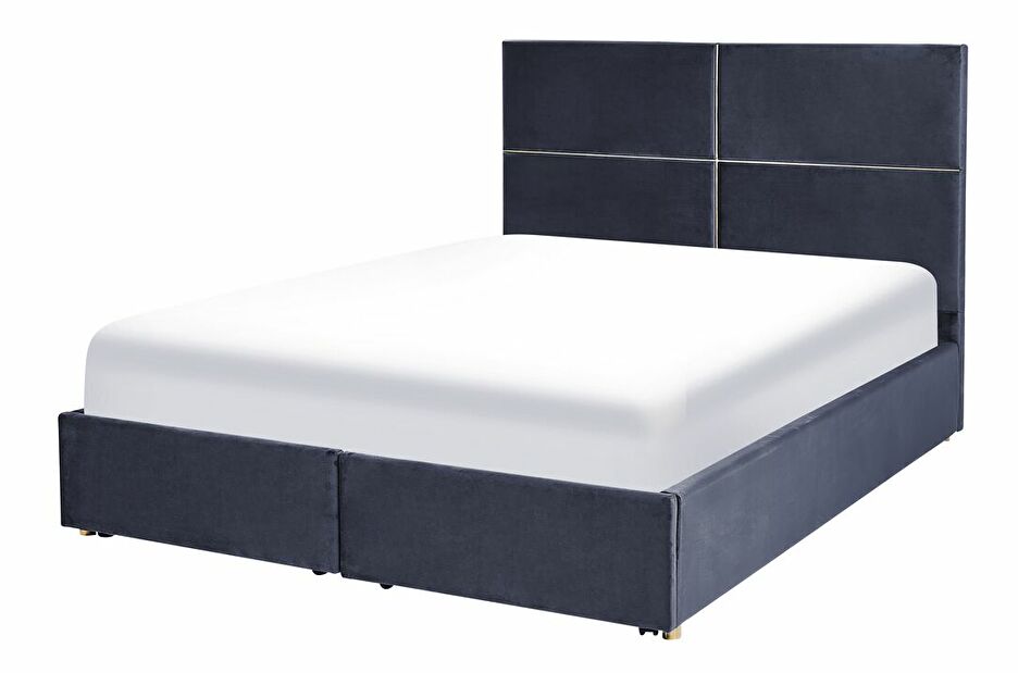 Manželská postel 160 cm Vissarion (černá) (s roštem a úložným prostorem)
