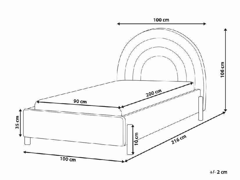 Jednolůžková postel 90 cm Annesile (béžová) (s roštem)