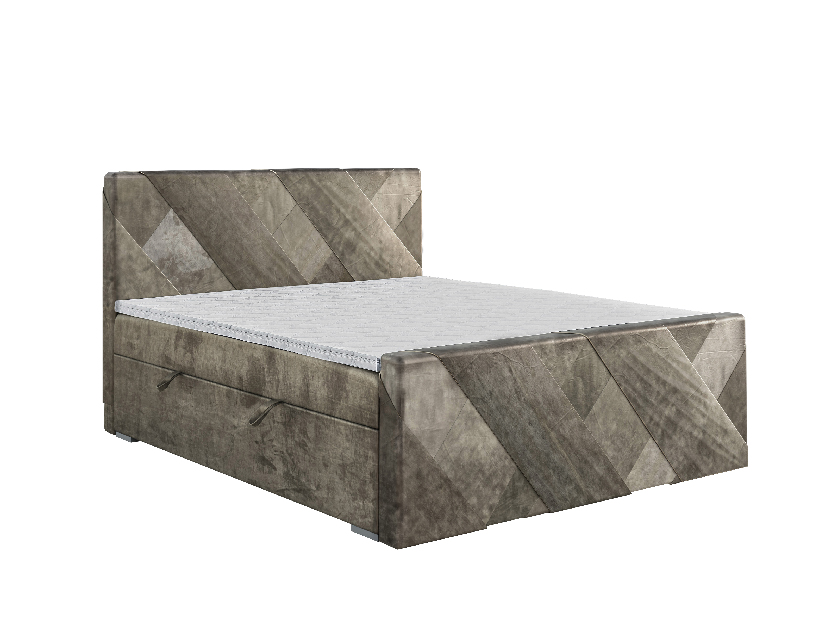 Manželská postel Boxspring 140 cm Galand (hnědošedá) (s matrací a úl. prostorem)