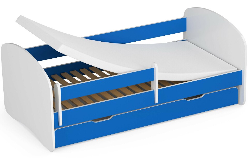 Dětská postel Pranshi II (modrá) (s matrací)