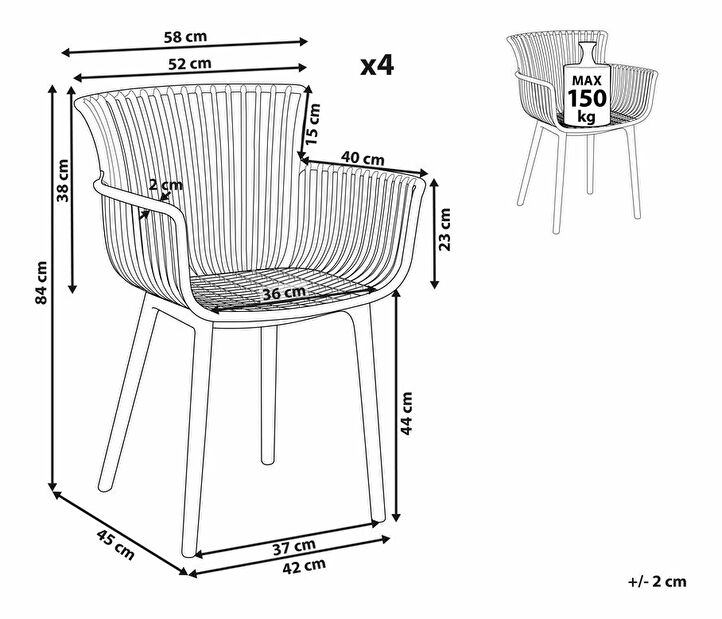 Set 4 ks jídelních židlí Pexeso (bílá)