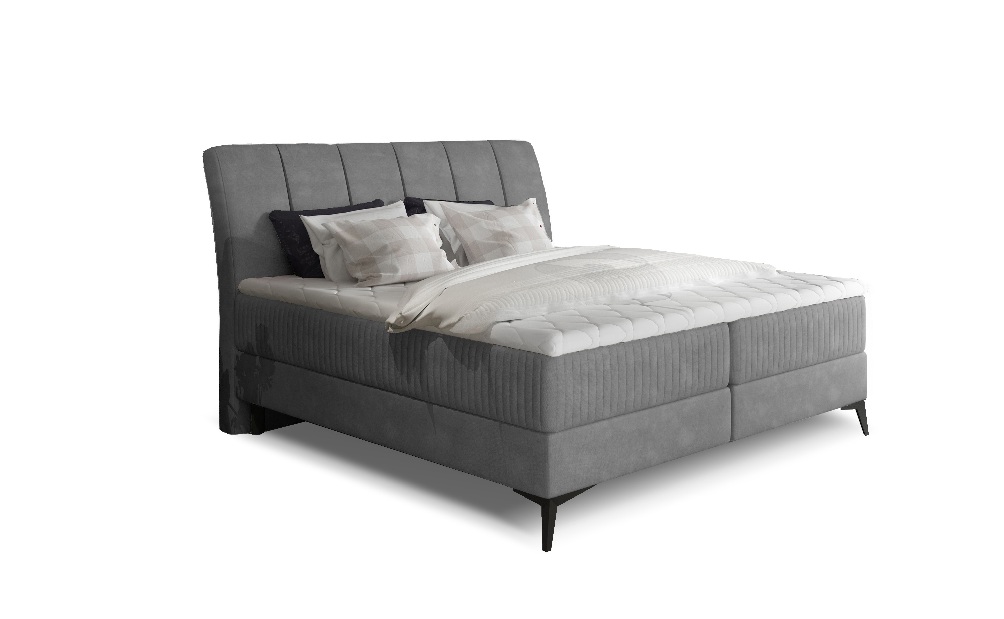 Kontinentální postel 160 cm Alberto (šedá) (s matracemi)