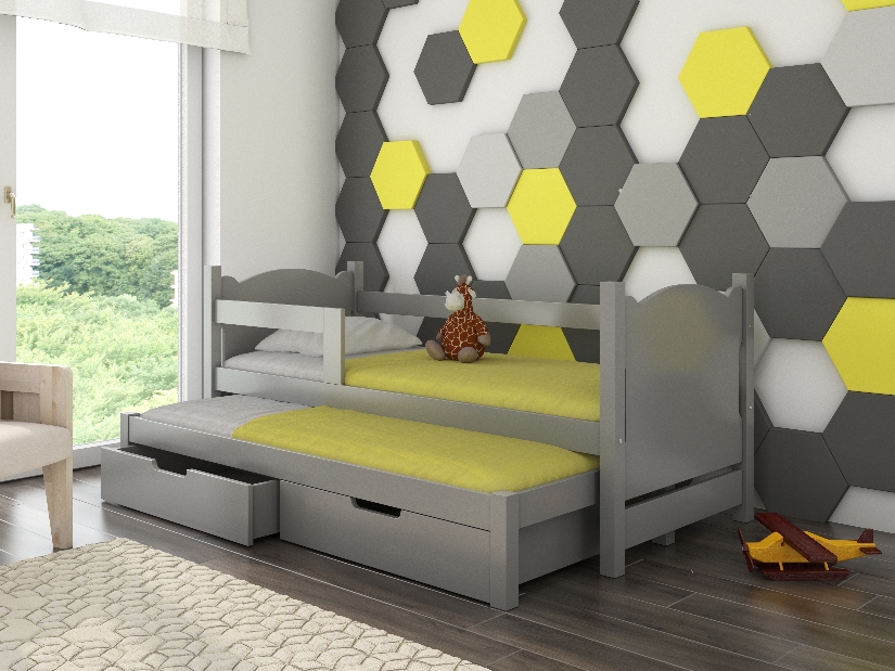 Rozkládací dětská postel 180x75 cm Chloe (s roštem a matrací) (šedá)