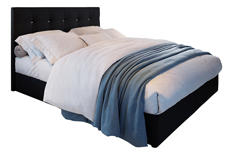 Kontinentální postel 140 cm Karen Comfort (černá) (s matrací a úložným prostorem)