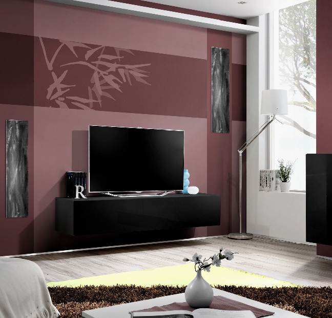 TV stolek/skříňka Fritz 23 ZZ FY 30 (černá + lesk černý) *výprodej