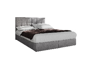 Manželská postel Boxspring 160 cm Porto (šedá) (s matrací a úložným prostorem)