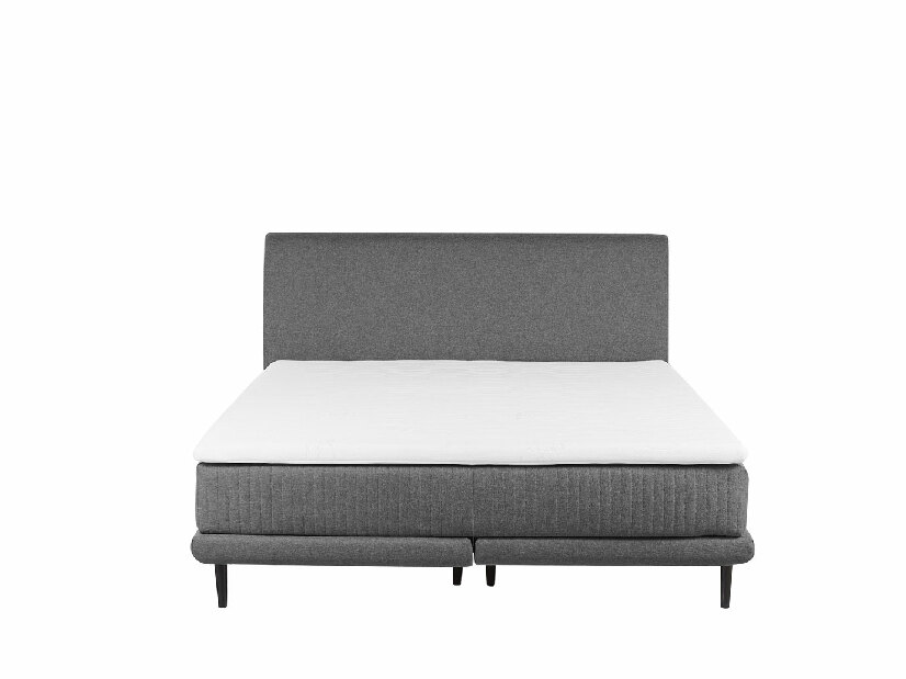 Kontinentální postel 160 cm MADOM (látka) (šedá) (s roštem a matrací)